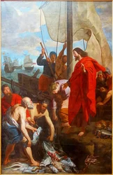 La pesca milagrosa. Los apóstoles traen a Cristo el fruto de su captura